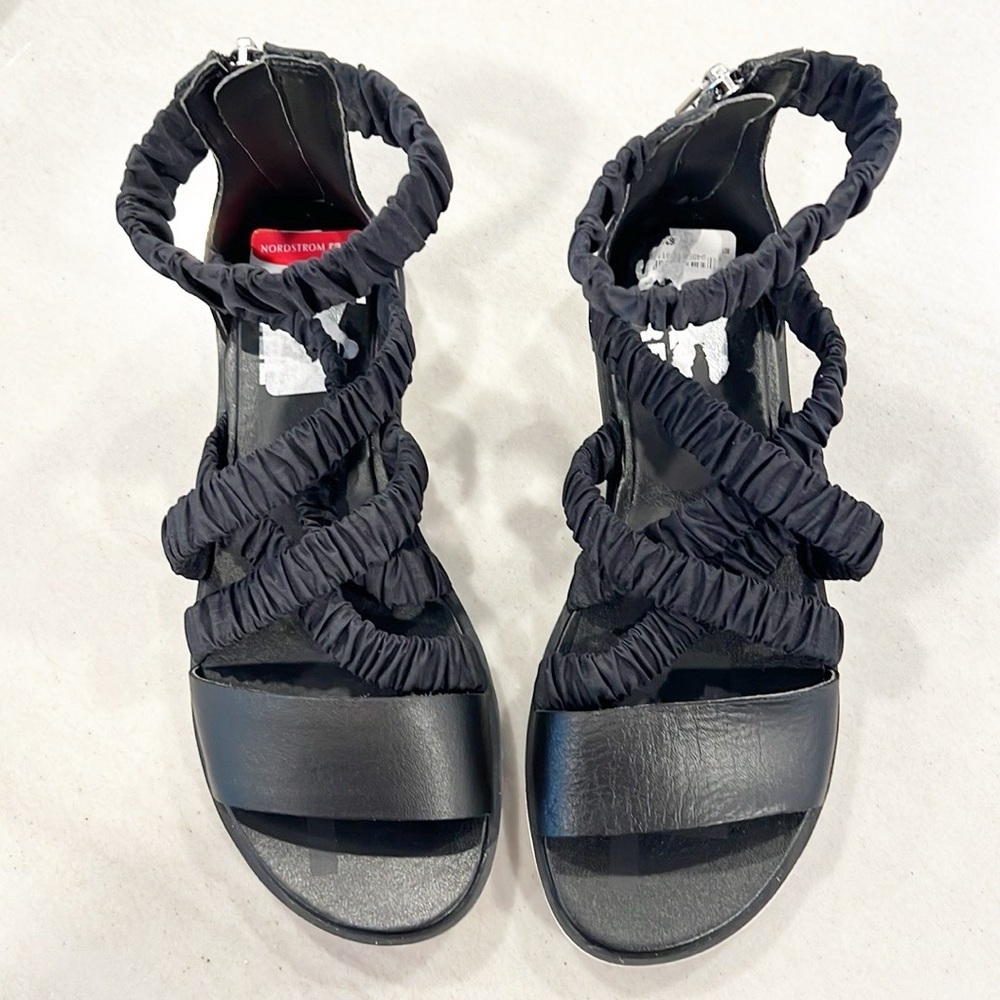 SOREL Ella II Ankle Strap Sandal Black Ruched size 6.5 NWT - Picture 3 of 8